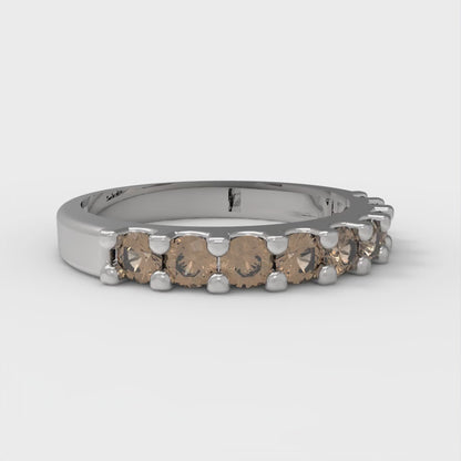 0.63 cttw Yellow Moissanite Round Cut White Gold Eternity Wedding Band