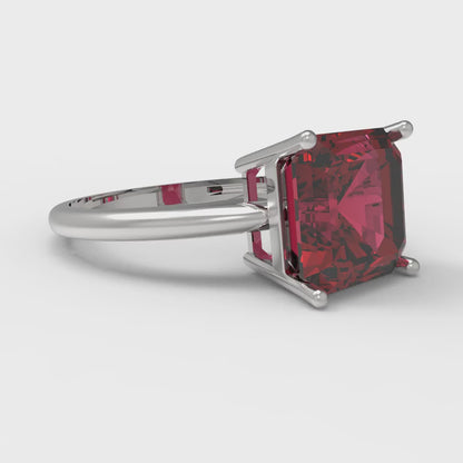 2.5 cttw Natural Garnet Solitaire  Engagement Ring - Solid Gold (Asscher Cut,8.0mm)