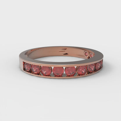 0.39 cttw Simulated Pink Tourmaline Round Cut Rose Gold Eternity Wedding Band