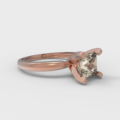 1 cttw Natural Morganite Solitaire  Engagement Ring - Solid Gold (Princess Cut,5.5mm)