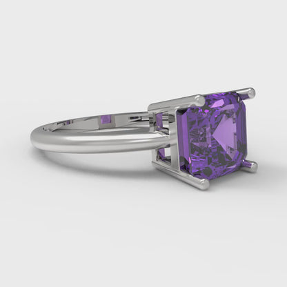 2 cttw Simulated Alexandrite Solitaire  Engagement Ring - Solid Gold (Asscher Cut,7.0mm)