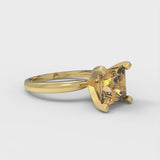 2 ct Brilliant Princess Cut Champagne Simulated Diamond Stone Yellow Gold Solitaire Ring