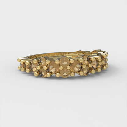 0.98 cttw Simulated Champagne Diamond Round Cut Yellow Gold Eternity Wedding Band