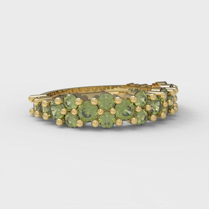 0.98 cttw Natural Peridot Round Cut Yellow Gold Eternity Wedding Band