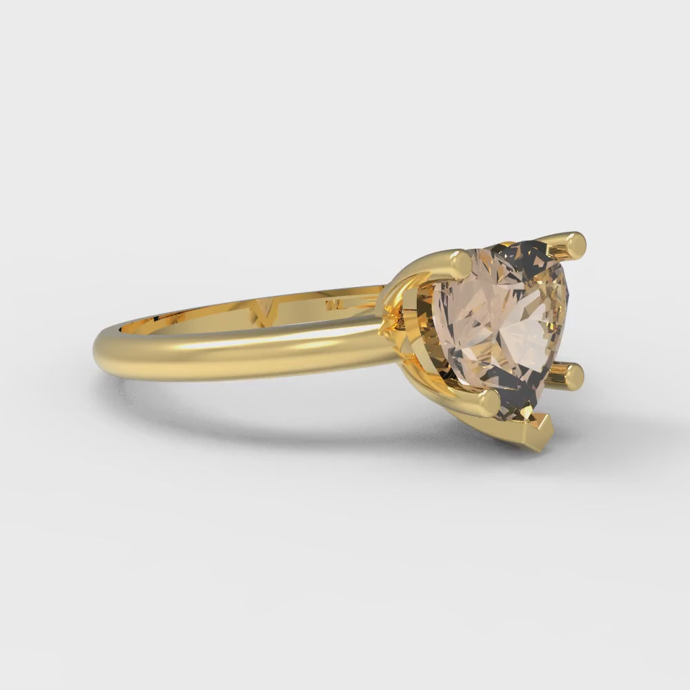 2 cttw Yellow Moissanite Solitaire  Engagement Ring - Solid Gold (Heart Cut,8mm)