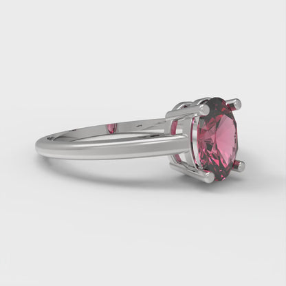 1 cttw Simulated Ruby Solitaire  Engagement Ring - Solid White Gold (VVS1, Oval Cut,7x5mm)