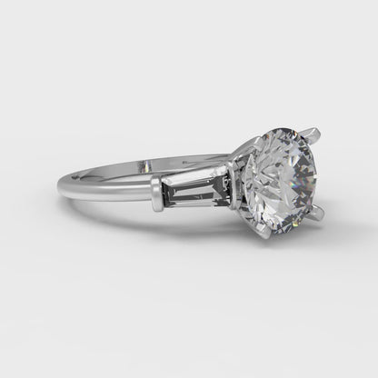 2 cttw Zirconia Simulated Diamond Three-Stone Engagement Ring - Solid Gold (VVS1, Round Cut,7.5mm)