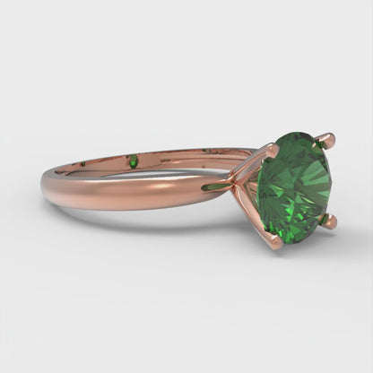 1.5 cttw Simulated Emerald Solitaire  Engagement Ring - Solid Gold (Round Cut,7.5mm)