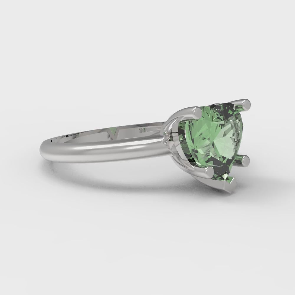2 cttw Zirconia Simulated Green Diamond Solitaire  Engagement Ring - Solid Gold (VVS1, Heart Cut,8mm)