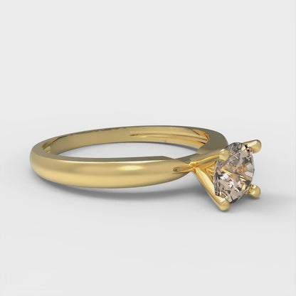 0.5 cttw Yellow Moissanite Solitaire  Engagement Ring - Solid Gold (Round Cut,5.0mm)