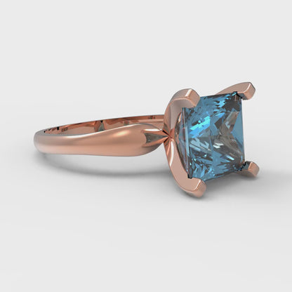 2.5 cttw Natural Sky Blue Topaz Solitaire  Engagement Ring - Solid Gold (Princess Cut,7.5mm)