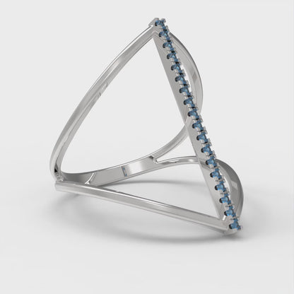 0.09 cttw Simulated Tanzanite Statement Engagement Ring - Solid Gold (Round Cut,1.0mm)