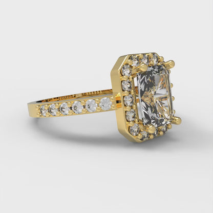 2.16 cttw Emerald Cut White Sapphire Bridal Set - Solid Yellow Gold Engagement Ring & Wedding Band