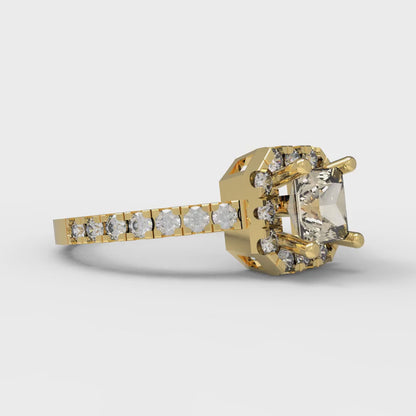 0.89 cttw Natural Morganite Hidden Halo Engagement Ring - Solid Gold (Princess Cut,4.5mm)