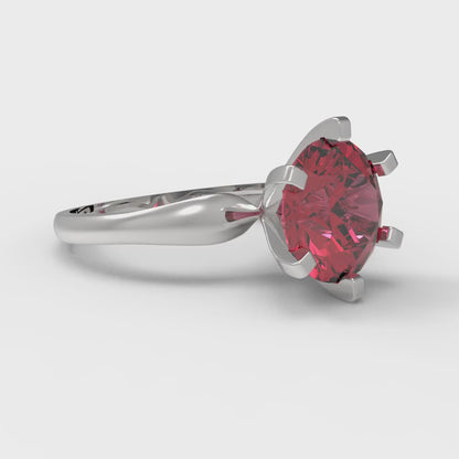 2.5 cttw Simulated Ruby Solitaire  Engagement Ring - Solid White Gold (VVS1, Round Cut,8.5mm)
