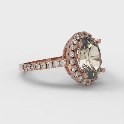 2.27 cttw Natural Morganite Solitaire with Zirconia Simulated Diamond Accents Engagement Ring - Solid Gold (Oval Cut,9X7mm)