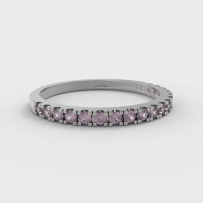 0.285 cttw Simulated Pink Diamond Round Cut White Gold Eternity Wedding Band