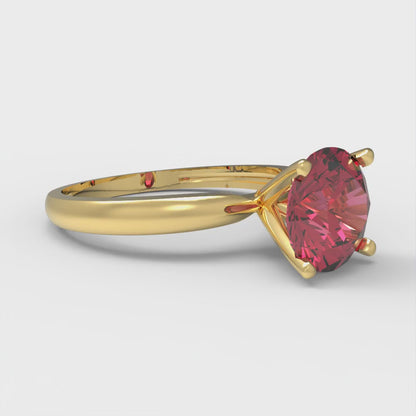 1.5 cttw Simulated Pink Tourmaline Solitaire  Engagement Ring - Solid Gold (Round Cut,7.5mm)
