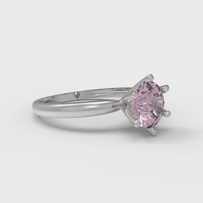 1 cttw Zirconia Simulated Pink Diamond Solitaire  Engagement Ring - Solid Gold (VVS1, Round Cut,6.5mm)