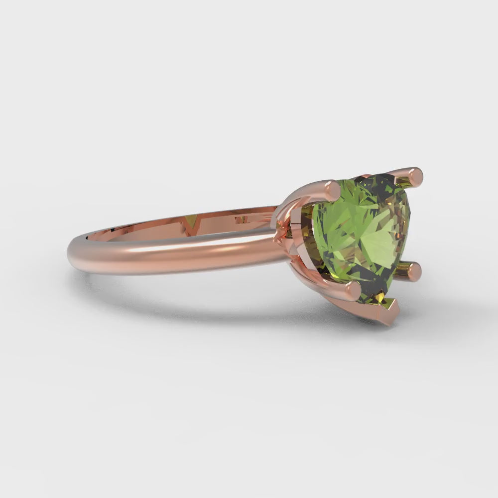 2 cttw Natural Peridot Solitaire  Engagement Ring - Solid Gold (Heart Cut,8mm)