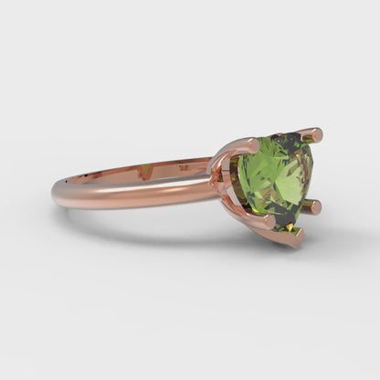 2 cttw Natural Peridot Solitaire  Engagement Ring - Solid Gold (Heart Cut,8mm)