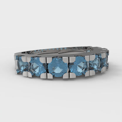 1.53 cttw Simulated Blue Diamond Round Cut White Gold Eternity Wedding Band