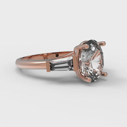 2.5 cttw White Sapphire Three-Stone Engagement Ring - Solid Gold (Oval Cut,9x7mm)