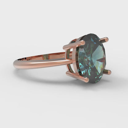 2.5 cttw Blue Moissanite Solitaire  Engagement Ring - Solid Gold (Oval Cut,9.5x7.5mm)