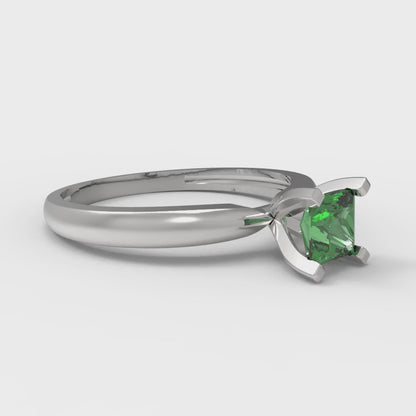 0.5 cttw Simulated Emerald Solitaire  Engagement Ring - Solid Gold (Princess Cut,4.0mm)