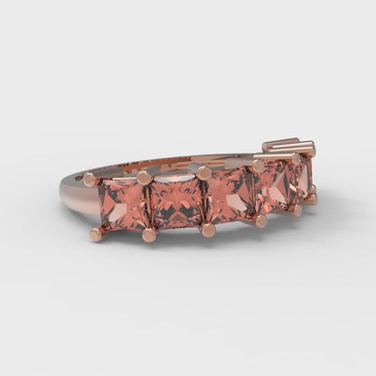 1.75 cttw Simulated Red Diamond Princess Cut Rose Gold Eternity Wedding Band