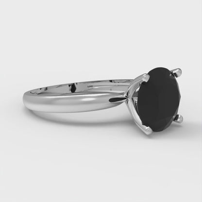 2 cttw Natural Onyx Solitaire  Engagement Ring - Solid Gold (Round Cut,8.0mm)