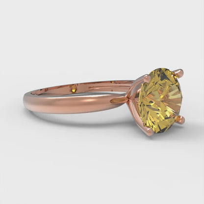 2 cttw Natural Citrine Solitaire  Engagement Ring - Solid Gold (Round Cut,8.0mm)