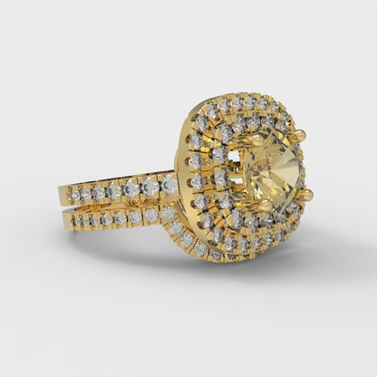 1.7825 cttw Round Cut Simulated Yellow Diamond Bridal Set - Solid Yellow Gold Engagement Ring & Wedding Band