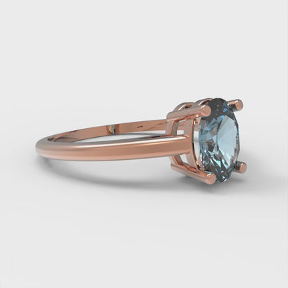 1 cttw Natural Sky Blue Topaz Solitaire  Engagement Ring - Solid Gold (Oval Cut,7x5mm)