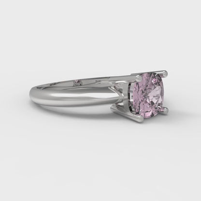 1 cttw Zirconia Simulated Pink Diamond Solitaire  Engagement Ring - Solid Gold (VVS1, Cushion Cut,6mm)