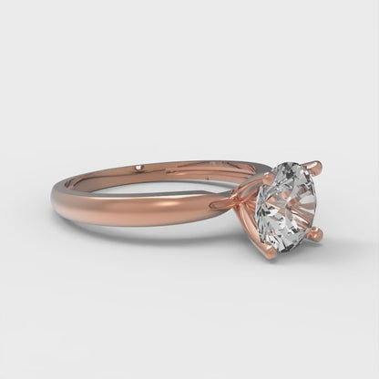 1 cttw Certified Moissanite Solitaire  Engagement Ring - Solid Gold (VVS1, D-F,Round Cut,6.5mm)