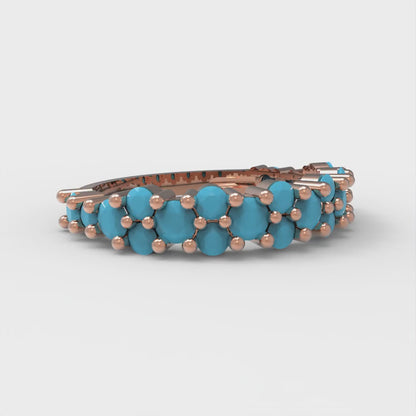 0.98 cttw Simulated Turquoise Round Cut Rose Gold Eternity Wedding Band