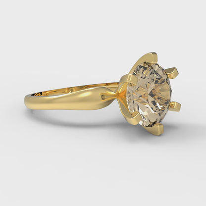 2.5 cttw Natural Morganite Solitaire  Engagement Ring - Solid Yellow Gold (VVS1, Round Cut,8.5mm)