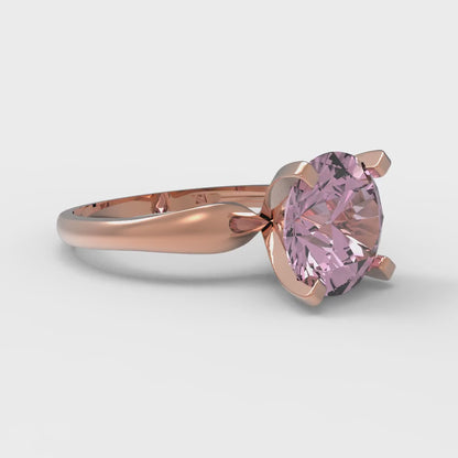 2.5 cttw Zirconia Simulated Pink Diamond Solitaire  Engagement Ring - Solid Rose Gold (VVS1, Round Cut,8.5mm)