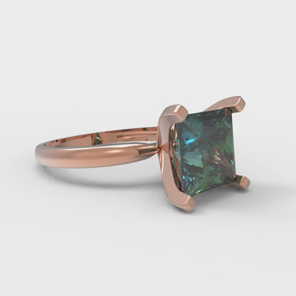 3 cttw Blue Moissanite Solitaire  Engagement Ring - Solid Gold (Princess Cut,8.0mm)