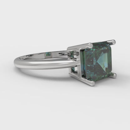 2 cttw Blue Moissanite Solitaire  Engagement Ring - Solid Gold (Asscher Cut,7.0mm)