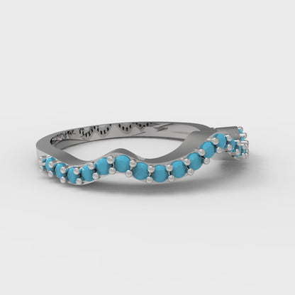 0.23 cttw Simulated Turquoise Round Cut White Gold Eternity Wedding Band