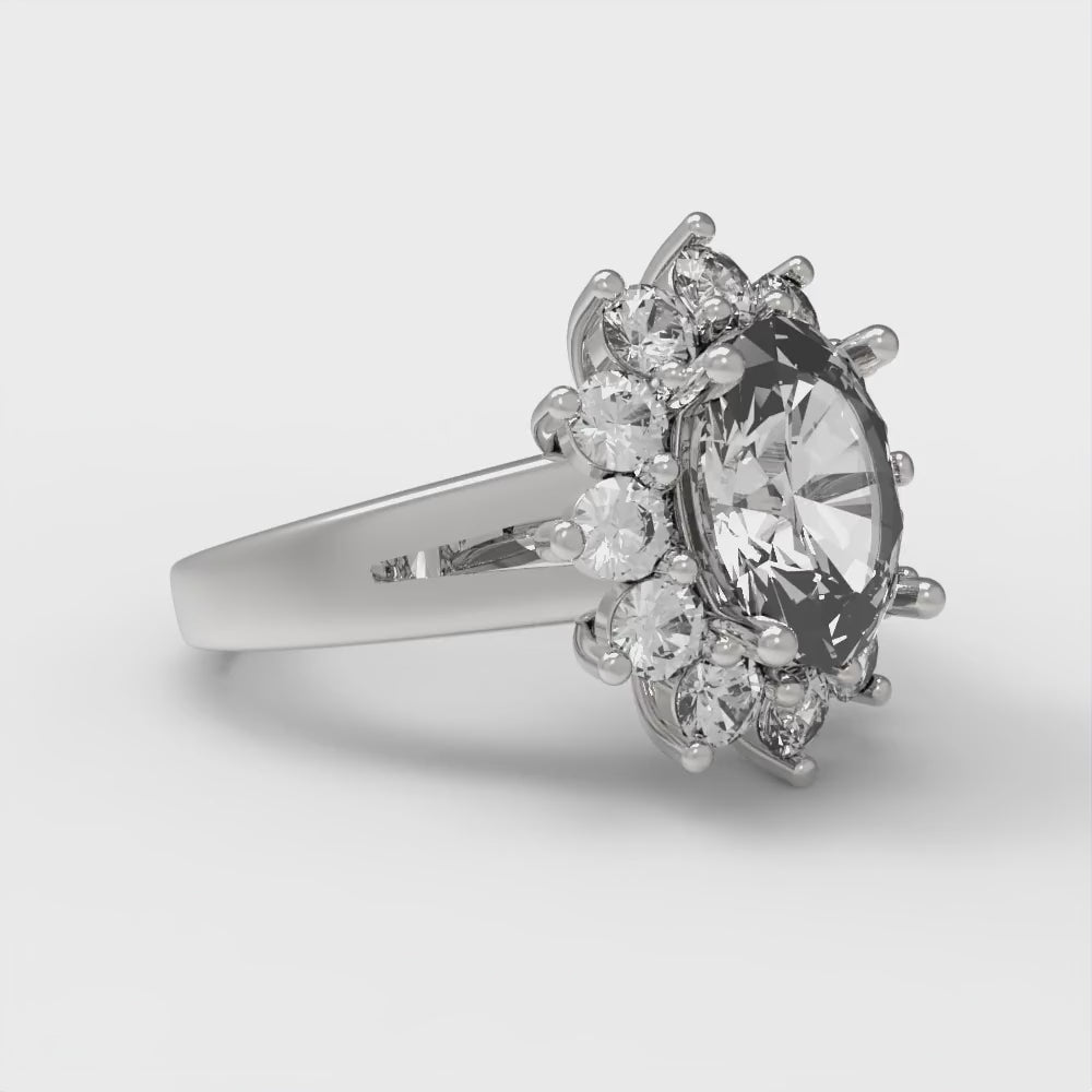 2.72 cttw White Sapphire Hidden Halo Engagement Ring - Solid Gold (Oval Cut,9x7mm)