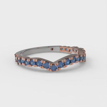 0.36 cttw Simulated Tanzanite Round Cut White/Rose Gold Eternity Wedding Band