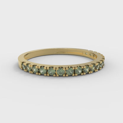 0.285 cttw Natural Peridot Round Cut Yellow Gold Eternity Wedding Band
