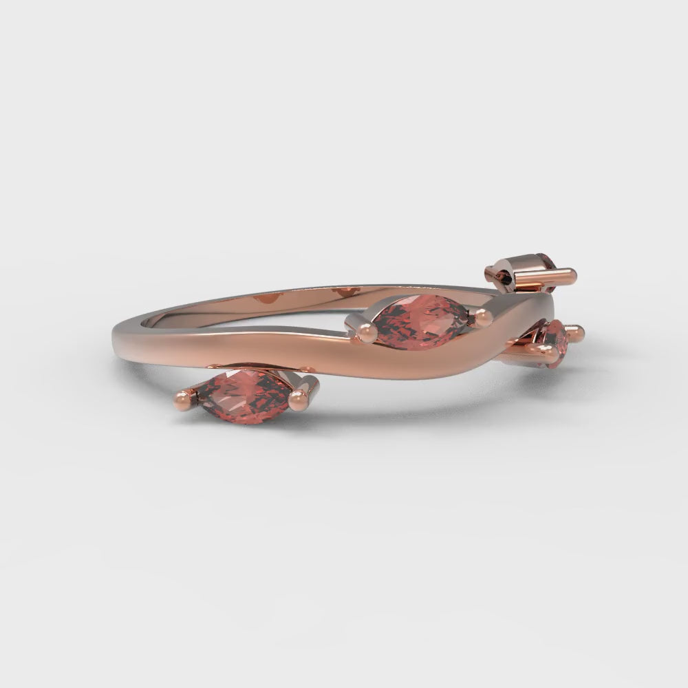 0.4 cttw Simulated Red Diamond Marquise Cut Rose Gold Eternity Wedding Band