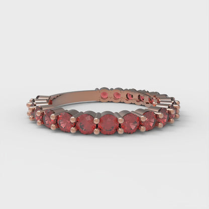 1.2 cttw Simulated Ruby Round Cut Rose Gold Eternity Wedding Band