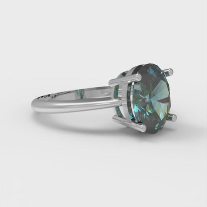 2 cttw Blue Moissanite Solitaire  Engagement Ring - Solid Gold (Oval Cut,9x7mm)