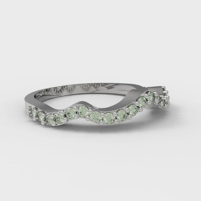 0.23 cttw Simulated Green Diamond Round Cut White Gold Eternity Wedding Band