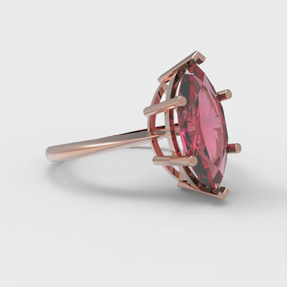 2.5 cttw Simulated Pink Tourmaline Solitaire  Engagement Ring - Solid Gold (Marquise Cut ,13x6.5mm)